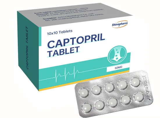 Cardiovascular Remedy Captopril Tablet 50mg Medicine GMP Certification Shinepharm 